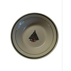 Classic Christmas Tree Stoneware Cereal Soup Bowls Set of Four Christmas Dishes